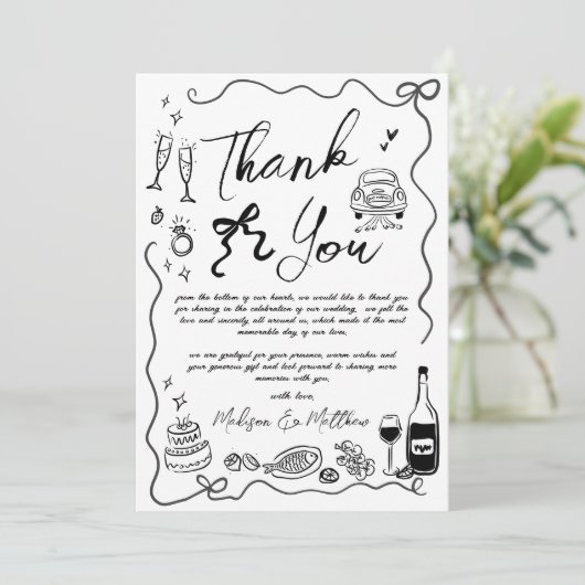 Hand getrokken illustraties Eigenzinnige Doodles b Bedankkaart (Staand voorkant)