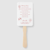 Hand getrokken illustraties Maroon bruiloft progra Handwaaier (Achterkant)