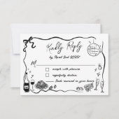 Hand getrokken illustraties Scribble Doodles bruil RSVP Kaartje (Voorkant)