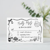 Hand getrokken illustraties Scribble Doodles bruil RSVP Kaartje (Staand voorkant)