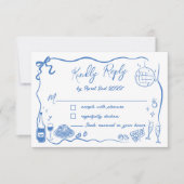 Hand getrokken illustraties Scribble Doodles bruil RSVP Kaartje (Voorkant)