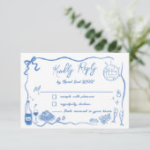 Hand getrokken illustraties Scribble Doodles bruil RSVP Kaartje (Staand voorkant)