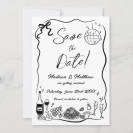Hand getrokken illustraties Scribble Doodles bruil Save The Date