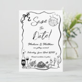 Hand getrokken illustraties Scribble Doodles bruil Save The Date (Staand voorkant)