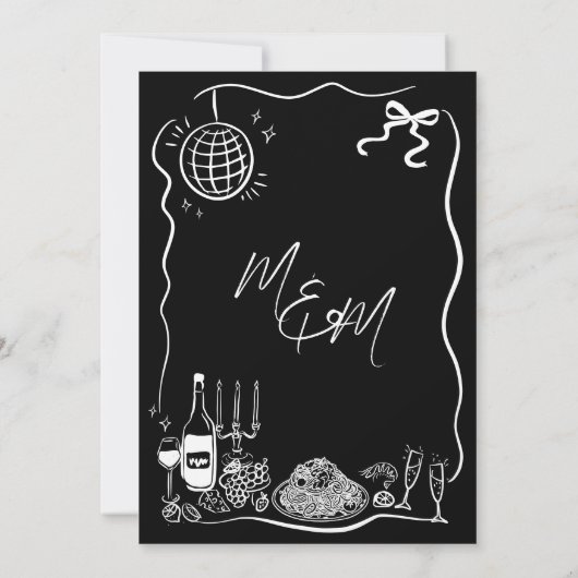 Hand getrokken illustraties Scribble Doodles bruil Save The Date (Achterkant)