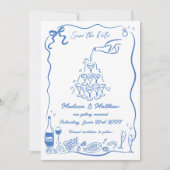 Hand getrokken illustraties Scribble Doodles bruil Save The Date (Voorkant)