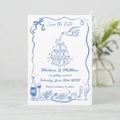 Hand getrokken illustraties Scribble Doodles bruil Save The Date (Staand voorkant)
