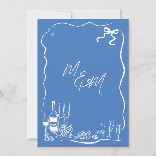 Hand getrokken illustraties Scribble Doodles bruil Save The Date (Achterkant)