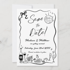 Hand getrokken illustraties Scribble Doodles bruil Save The Date
