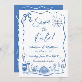 Hand getrokken illustraties Scribble Doodles bruil Save The Date