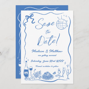 Hand getrokken illustraties Scribble Doodles bruil Save The Date