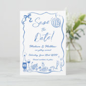 Hand getrokken illustraties Scribble Doodles bruil Save The Date (Staand voorkant)
