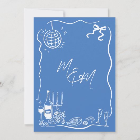 Hand getrokken illustraties Scribble Doodles bruil Save The Date (Achterkant)