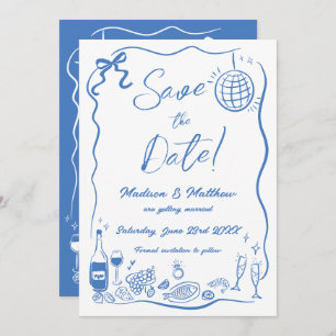 Hand getrokken illustraties Scribble Doodles bruil Save The Date