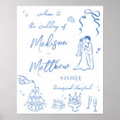 Hand getrokken illustraties tekeningen bruiloft we poster (Voorkant)