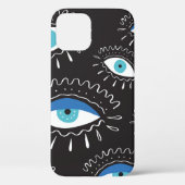 Hand-getrokken indian aztec tribaal oog met veren Case-Mate iPhone case (Achterkant)