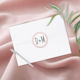 Hand getrokken initialen typografie blush roze bru ronde sticker