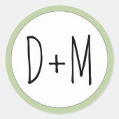 Hand getrokken initialen typografie sage groene br ronde sticker (Voorkant)