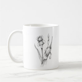 Hand getrokken iris, botanische kunst, originele p koffiemok