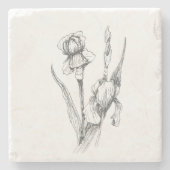 Hand getrokken iris, Fine Art Afbeelding, originel Stenen Onderzetter (Voorkant)