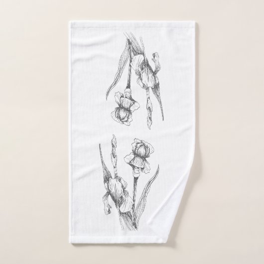 Hand getrokken Iris originele fijne botanische kun Handdoek (Handdoek)