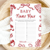 Hand getrokken Italiaans Baby naam race Baby showe Kaart