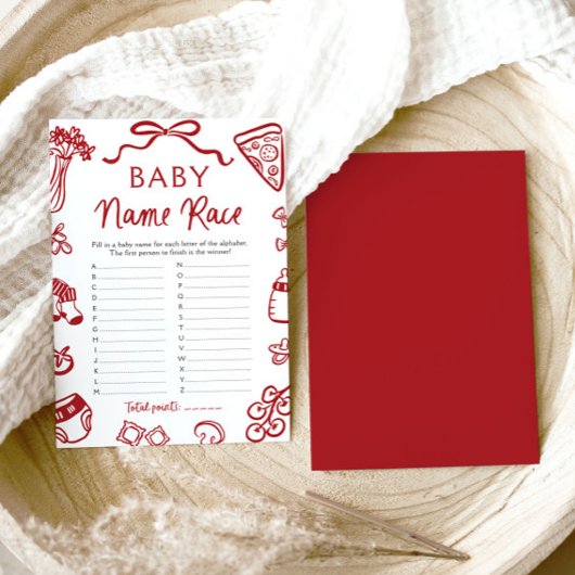 Hand getrokken Italiaans Baby naam race Baby showe Kaart