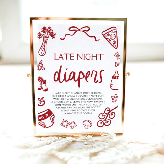 Hand getrokken Italiaans Baby shower Late Night Lu Poster