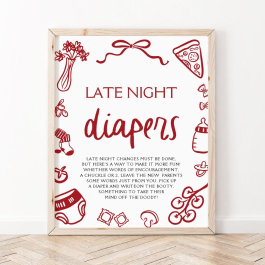 Hand getrokken Italiaans Baby shower Late Night Lu Poster