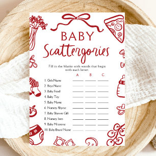 Hand getrokken Italiaans Baby shower Scattergories Kaart