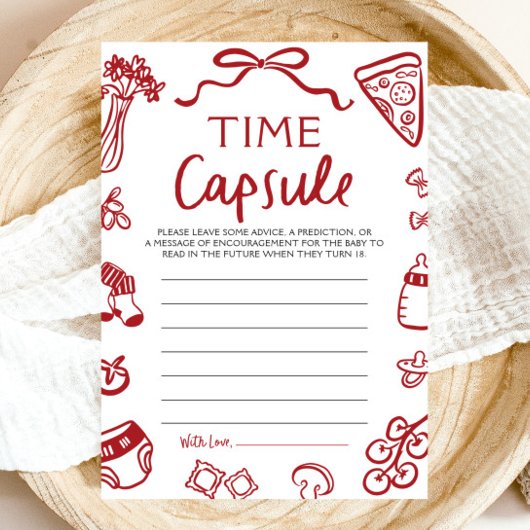 Hand getrokken Italiaans Baby shower Time Capsule Kaart
