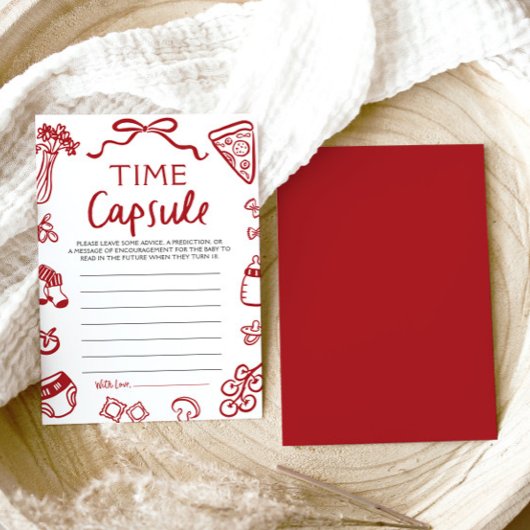 Hand getrokken Italiaans Baby shower Time Capsule  Kaart
