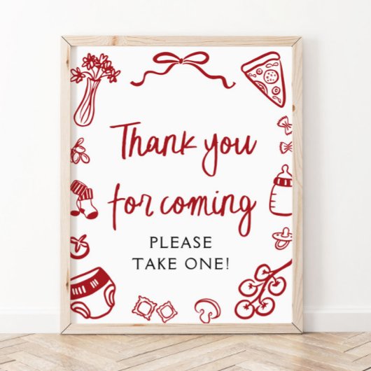 Hand getrokken Italiaans Bedankt voor het komen Te Poster