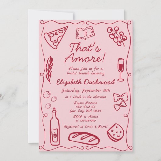 Hand getrokken Italiaans Dat is een meer rode brui Kaart (Voorkant)