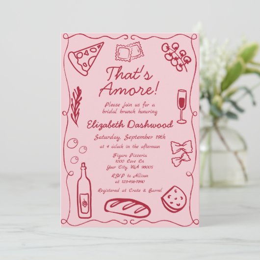 Hand getrokken Italiaans Dat is een meer rode brui Kaart (Staand voorkant)