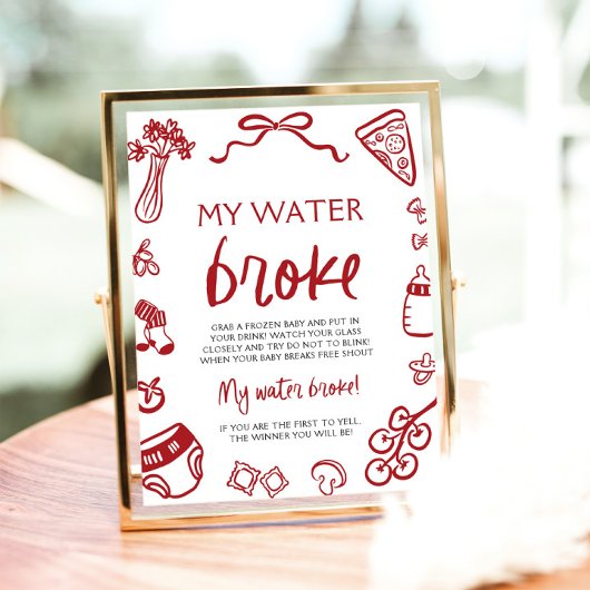 Hand getrokken Italiaans Mijn Water gebroken Baby  Poster