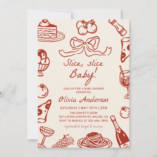 Hand getrokken Italiaans Pizza Slice Baby shower Kaart (Voorkant)