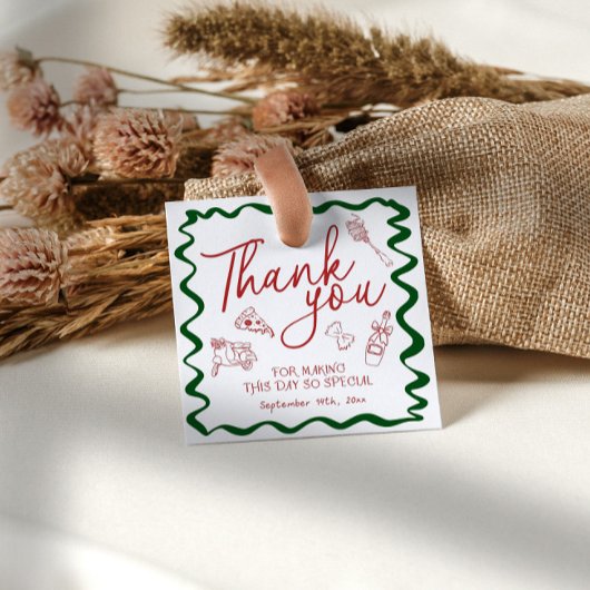 Hand getrokken Italiaans Pizza Vrijgezellenfeest D Bedankjes Labels