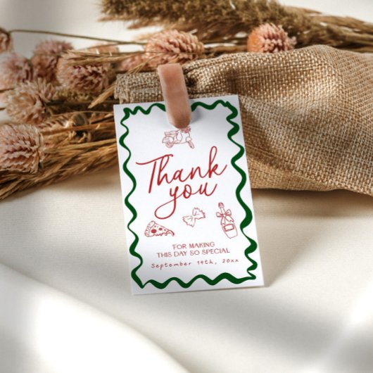 Hand getrokken Italiaans Pizza Vrijgezellenfeest D Bedankjes Labels