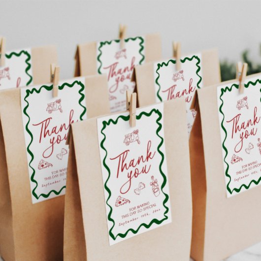 Hand getrokken Italiaans Pizza Vrijgezellenfeest D Bedankjes Labels