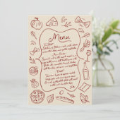 Hand getrokken Italiaanse bruiloft menu (Staand voorkant)