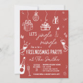 Hand getrokken Jingle en Mingle Christmas Party Kaart (Voorkant)