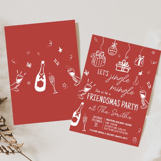 Hand getrokken Jingle en Mingle Christmas Party Kaart