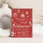 Hand getrokken Jingle en Mingle Christmas Party Kaart