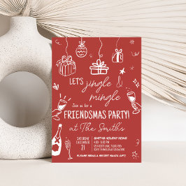 Hand getrokken Jingle en Mingle Christmas Party Kaart