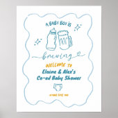 Hand getrokken jongen een Baby is brouwen welkomst Poster (Voorkant)