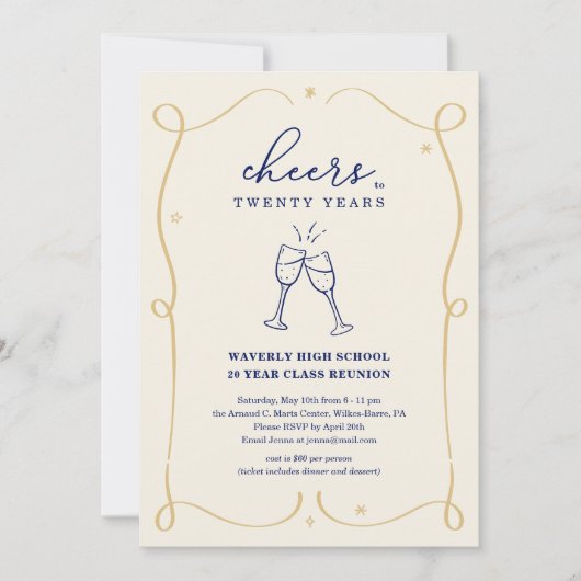 Hand getrokken juichen elk jaar klasse reünie kaart (Voorkant)