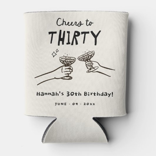 Hand getrokken juichen voor 30 jaar verjaardag par blikjeskoeler (Voorkant)