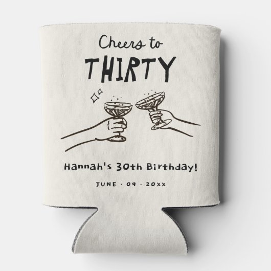 Hand getrokken juichen voor 30 jaar verjaardag par blikjeskoeler (Achterkant)