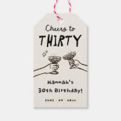 Hand getrokken juichen voor 30 jaar verjaardag par cadeaulabel (Voorkant)